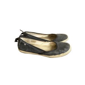 UGG Indah Espadrille Flats Lace Up Heel Dark Gray Shoes